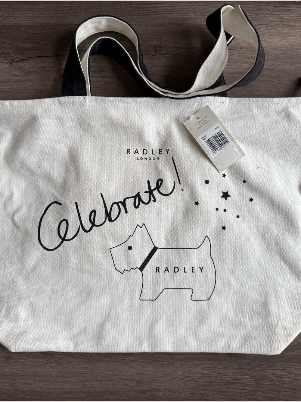 Radley London "Celebrate!" Canvas Tote - White with Black Details